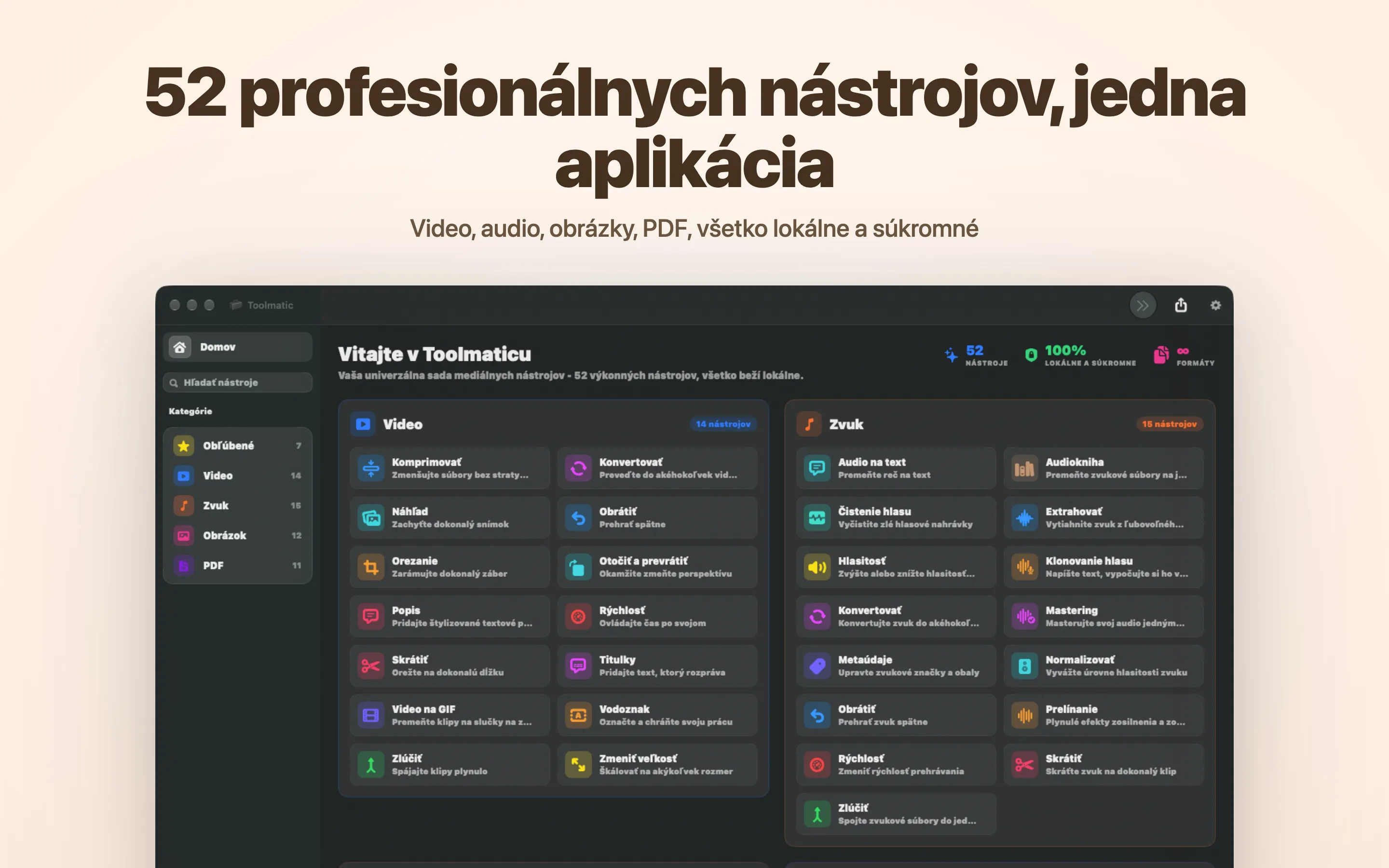 Hlavné okno Toolmaticu s kompletným katalógom nástrojov