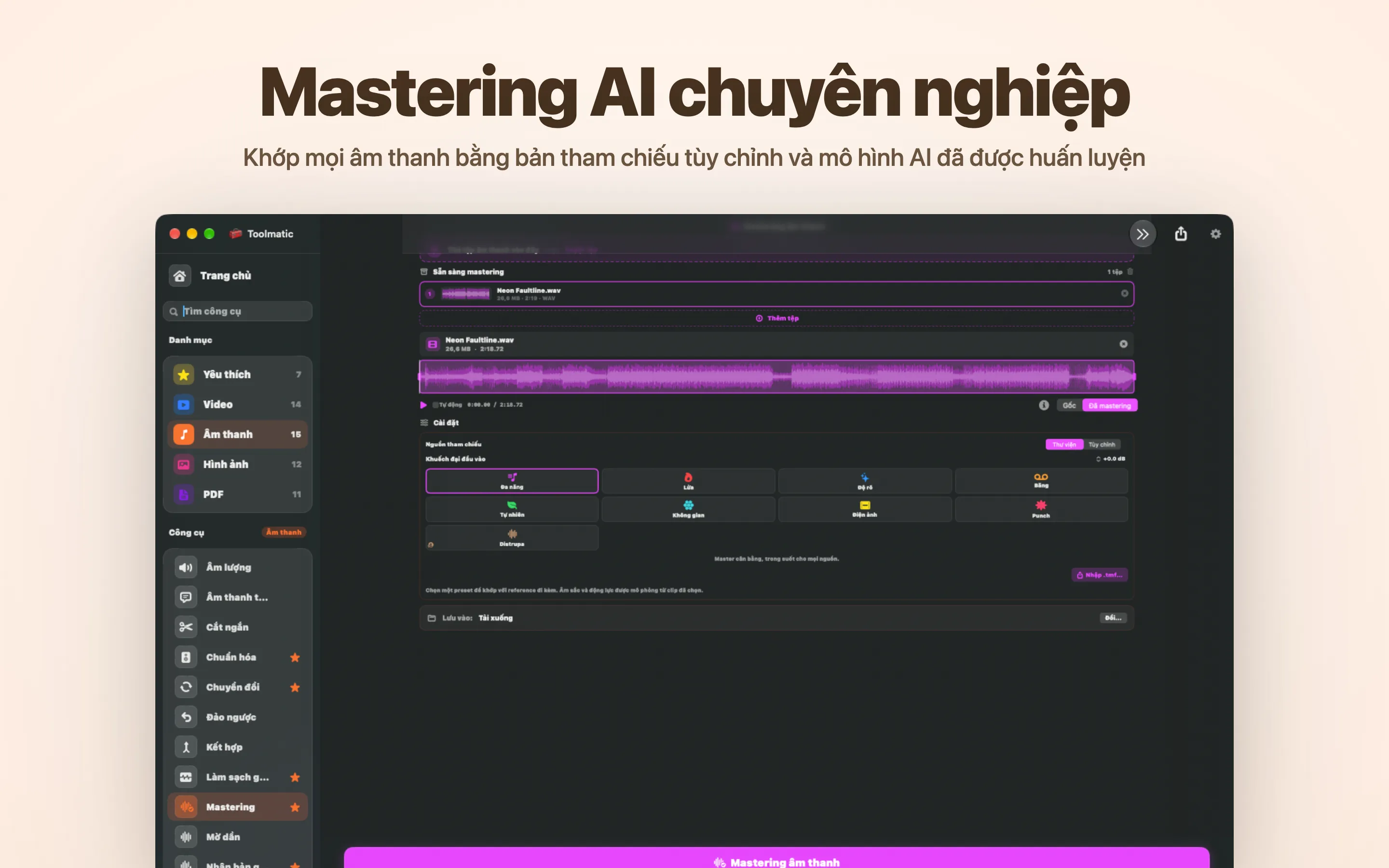 AI Mastering, tám studio presets