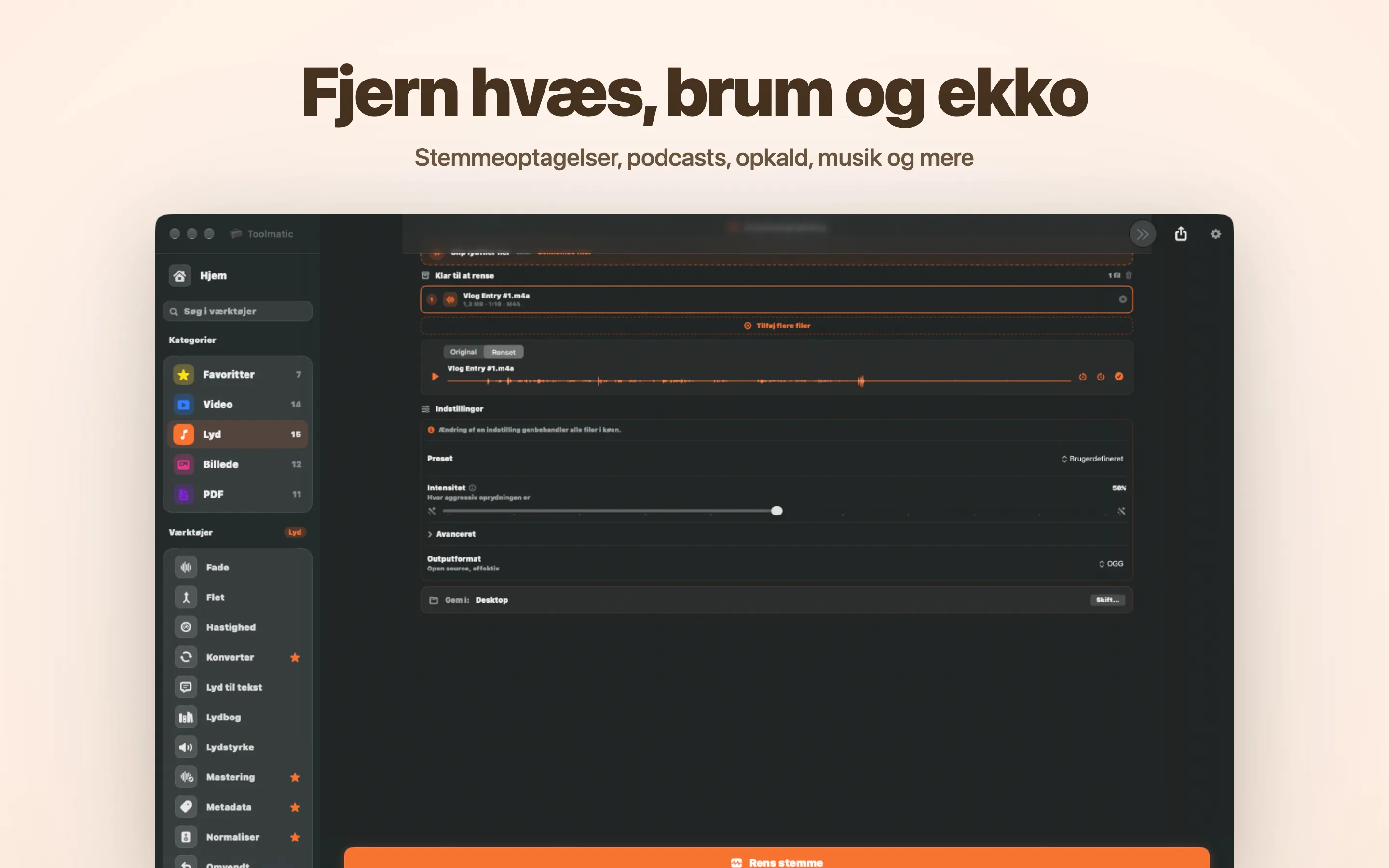 Voice Cleanup, støj, brum, ekko og klik væk