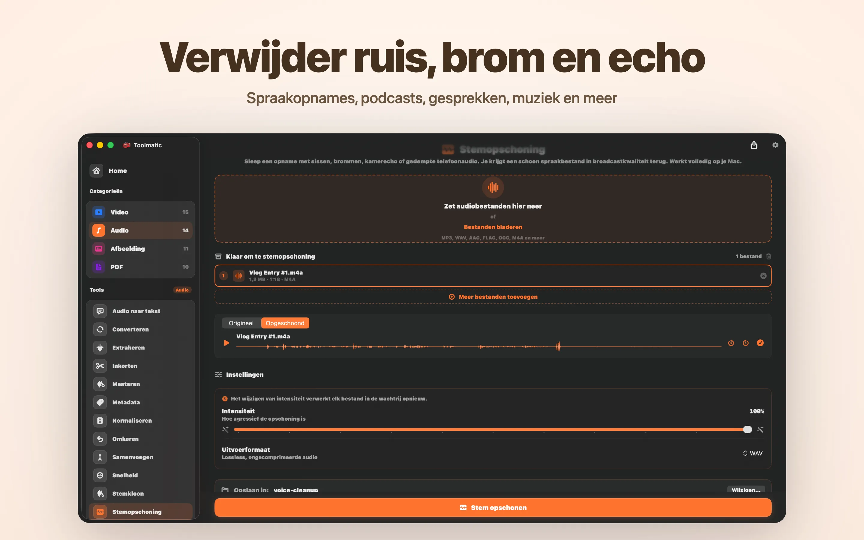 Voice Cleanup, ruis, brom, echo en clipping weg