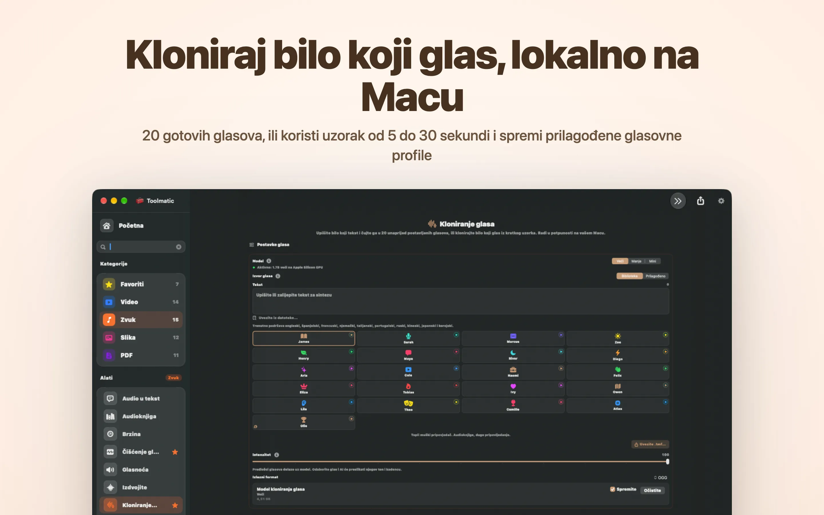 Kloniraj bilo koji glas, lokalno na Macu