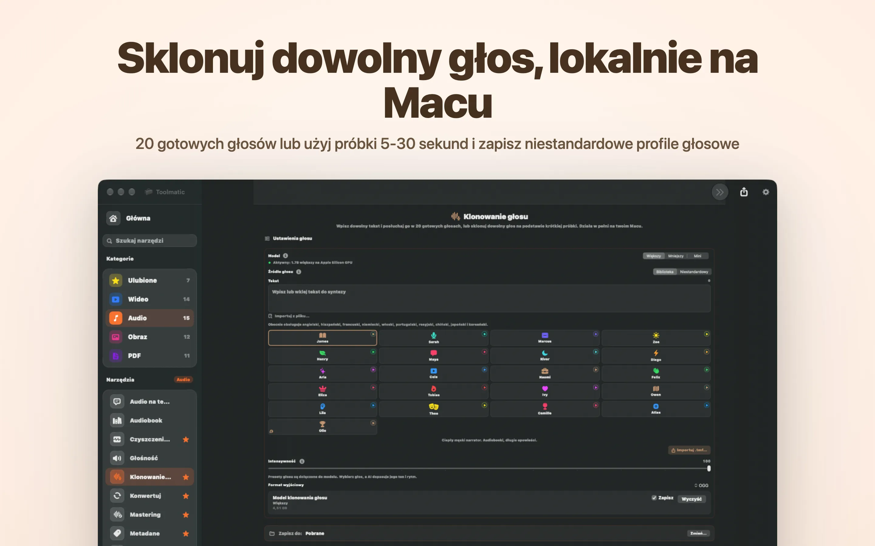 Sklonuj dowolny głos, lokalnie na Macu