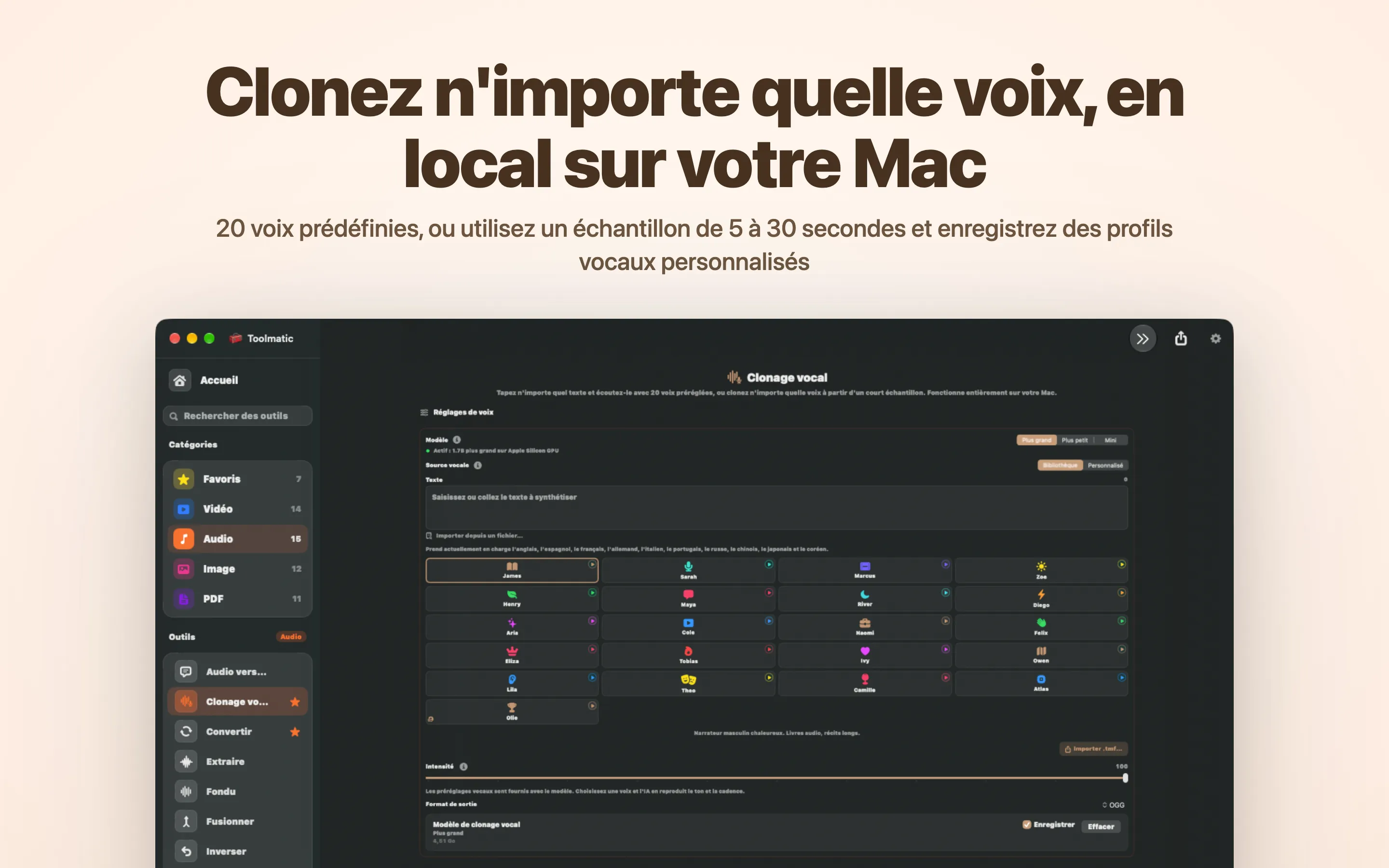Clonez n'importe quelle voix, en local sur votre Mac