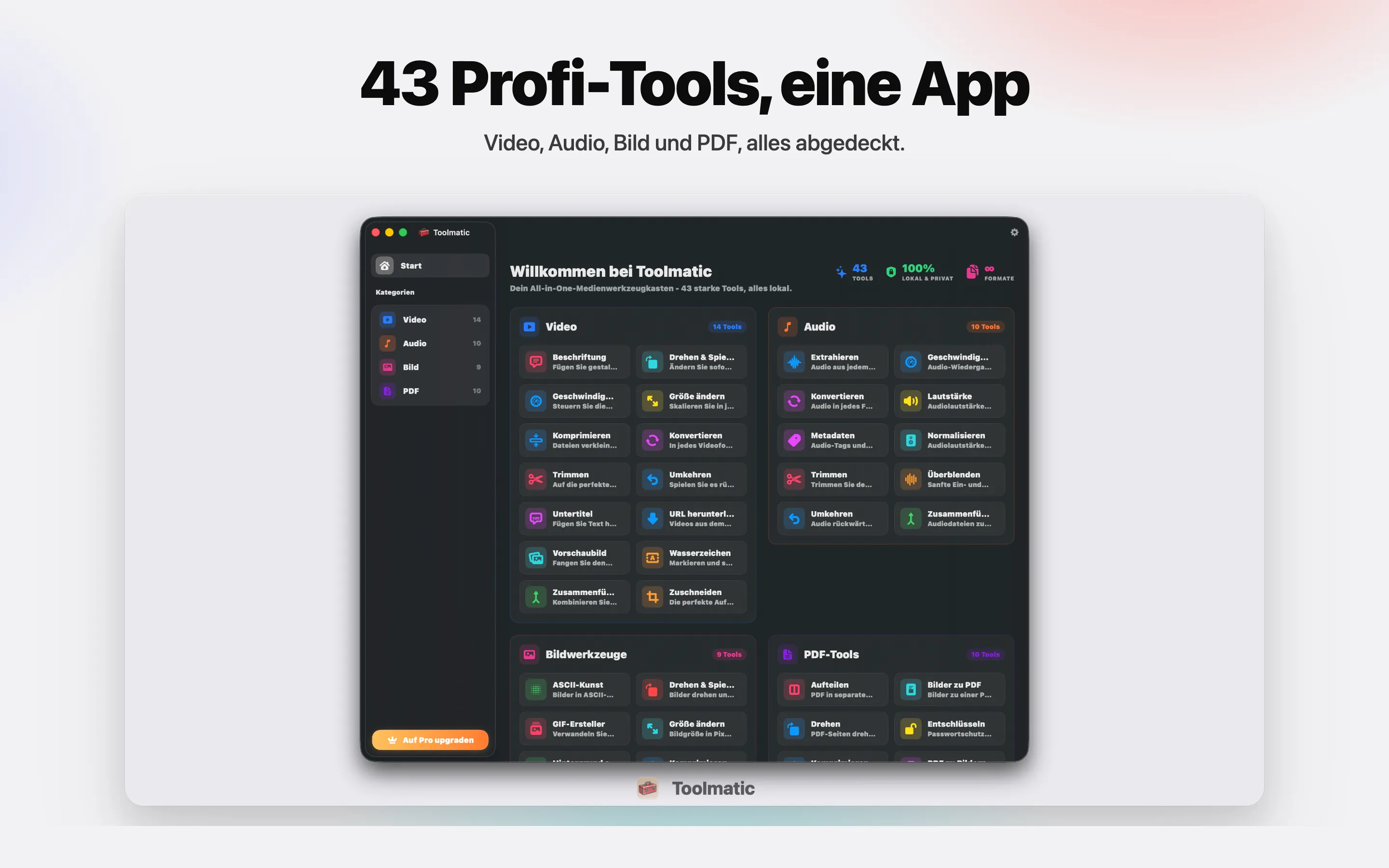 [ PRODUKT-SHOT, Toolmatic Hauptfenster auf macOS Sonoma, 2560x1440 ]