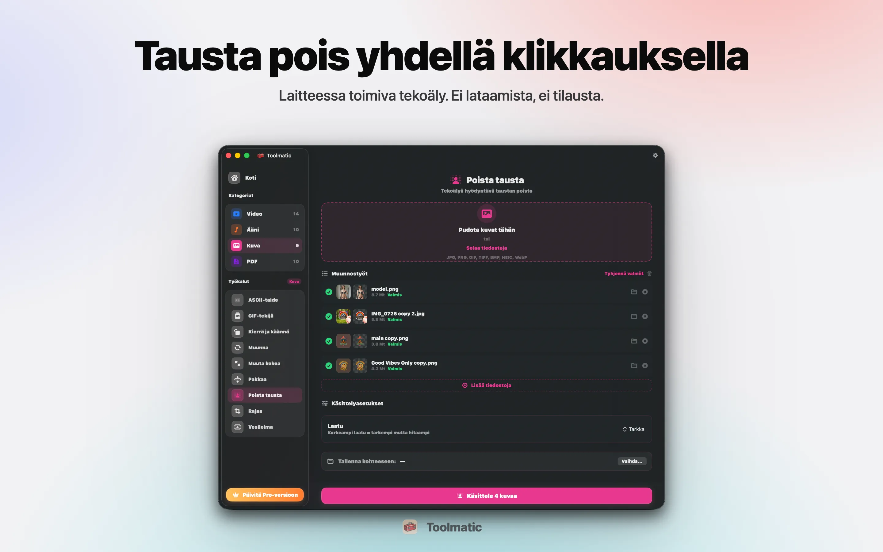 Poista tausta