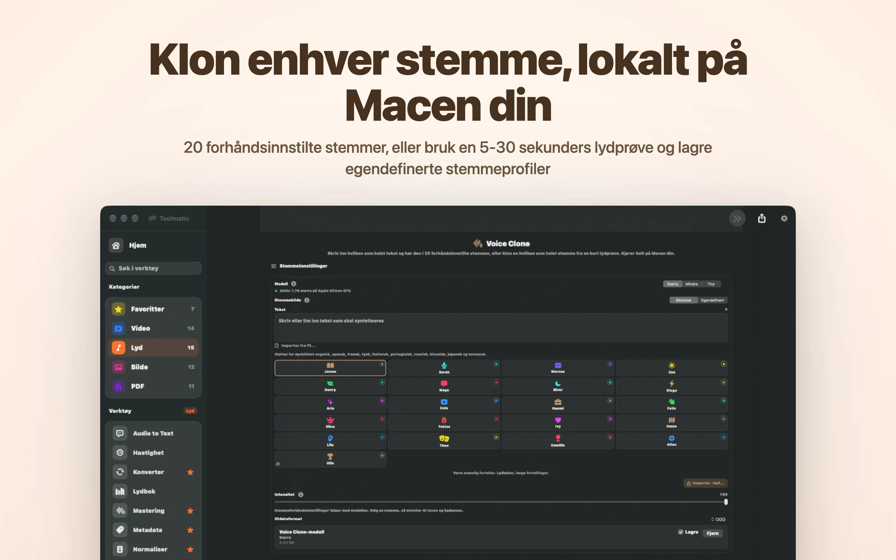 Klon enhver stemme, lokalt på Macen din