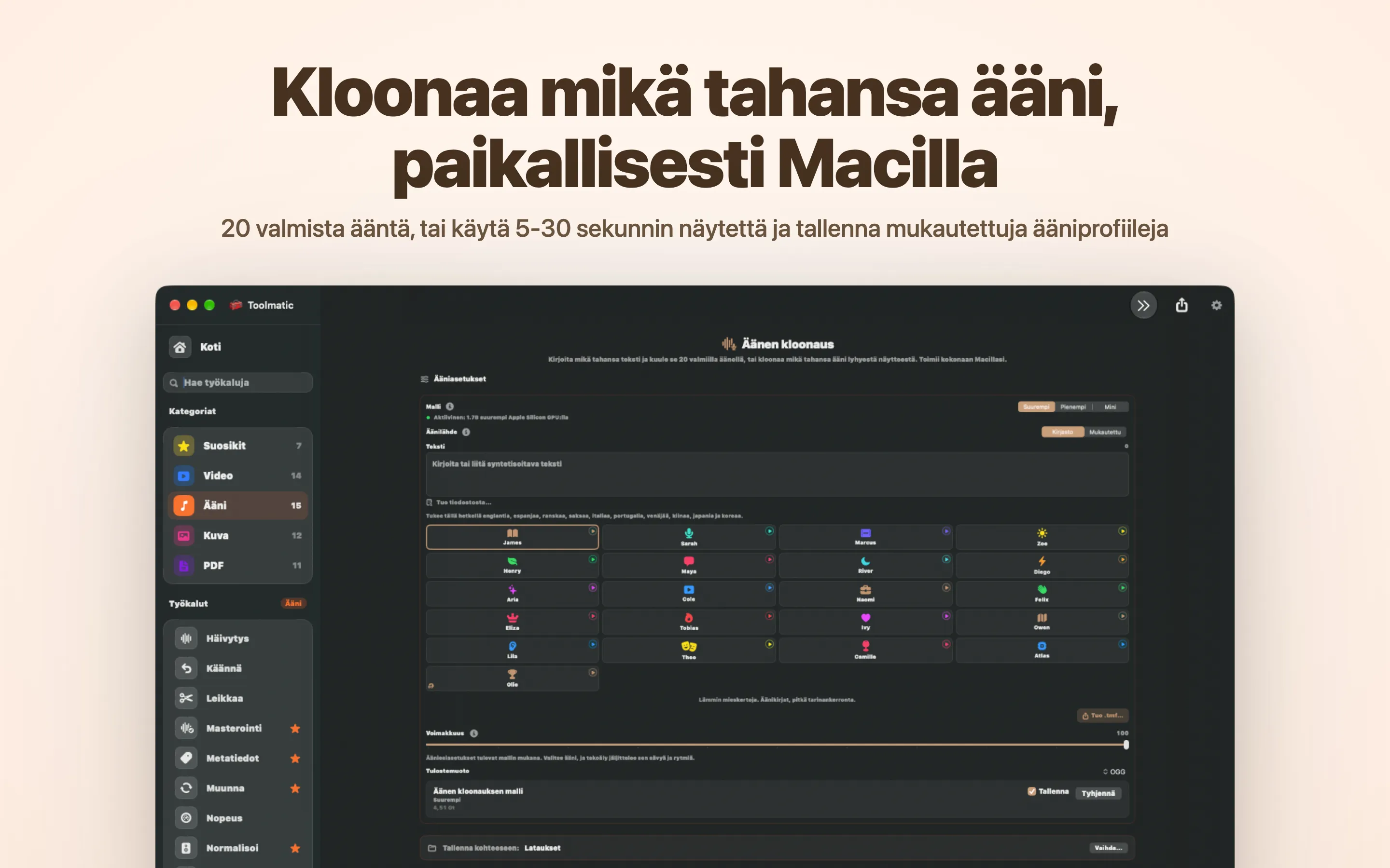 Kloonaa mikä tahansa ääni, paikallisesti Macilla