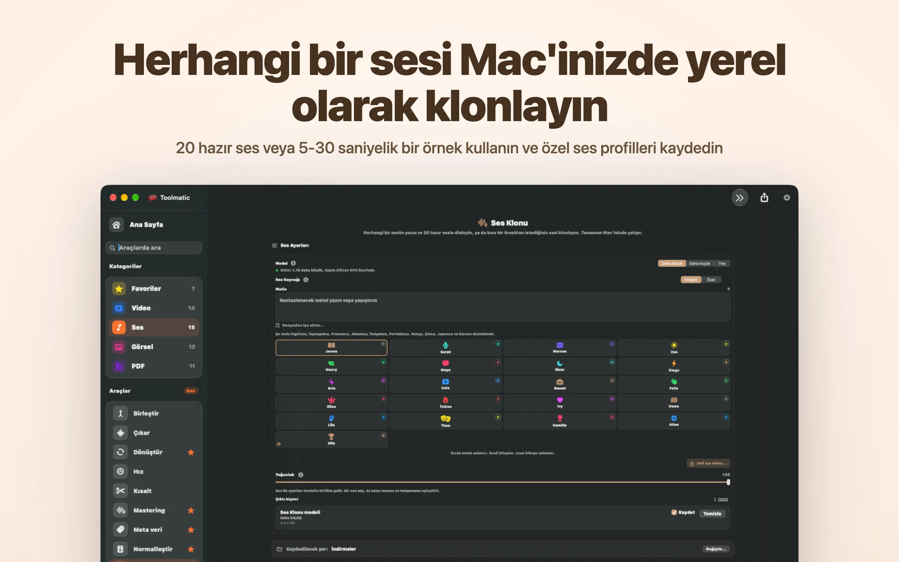 Herhangi bir sesi Mac'inizde yerel olarak klonlayın