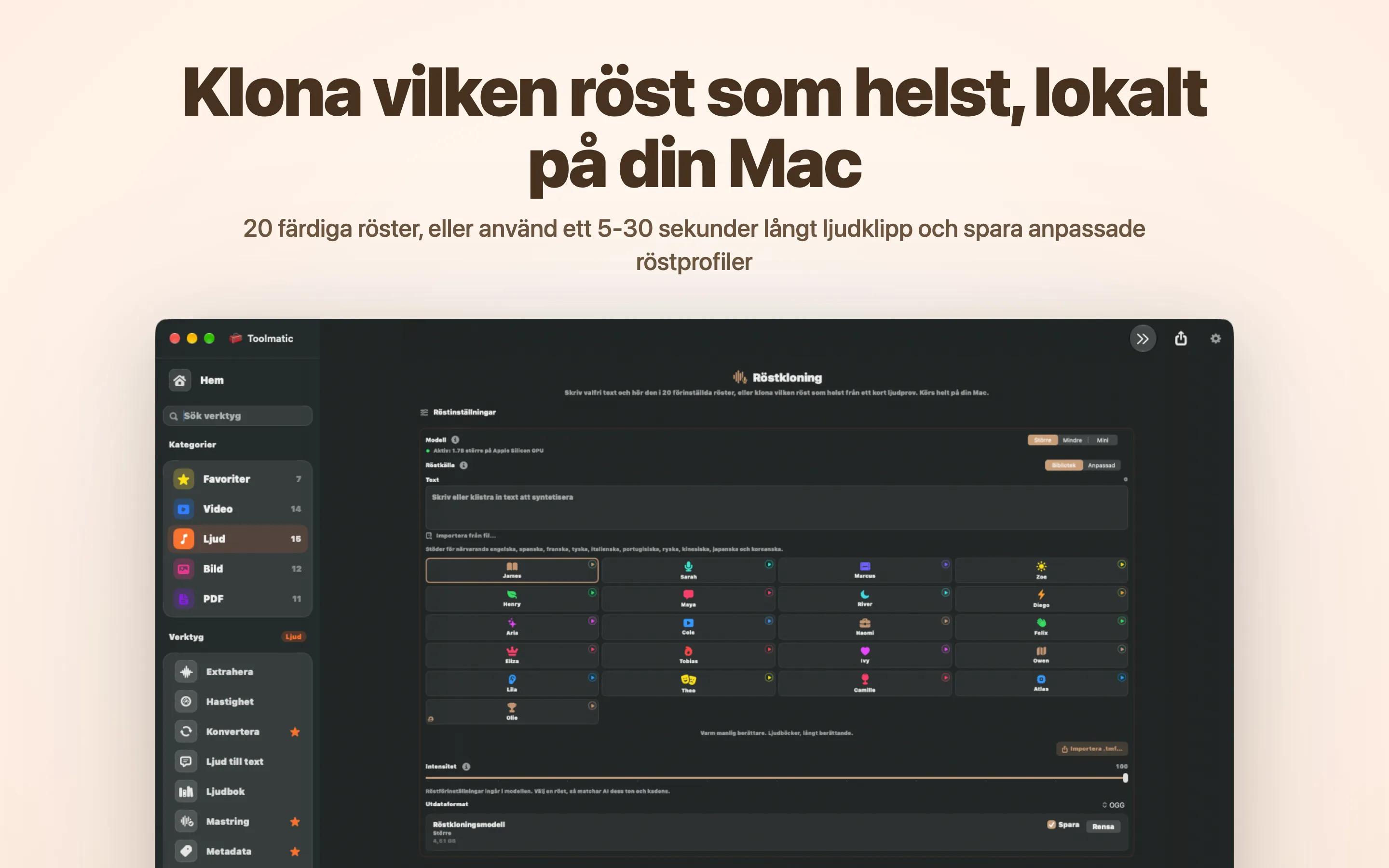 Klona vilken röst som helst, lokalt på din Mac