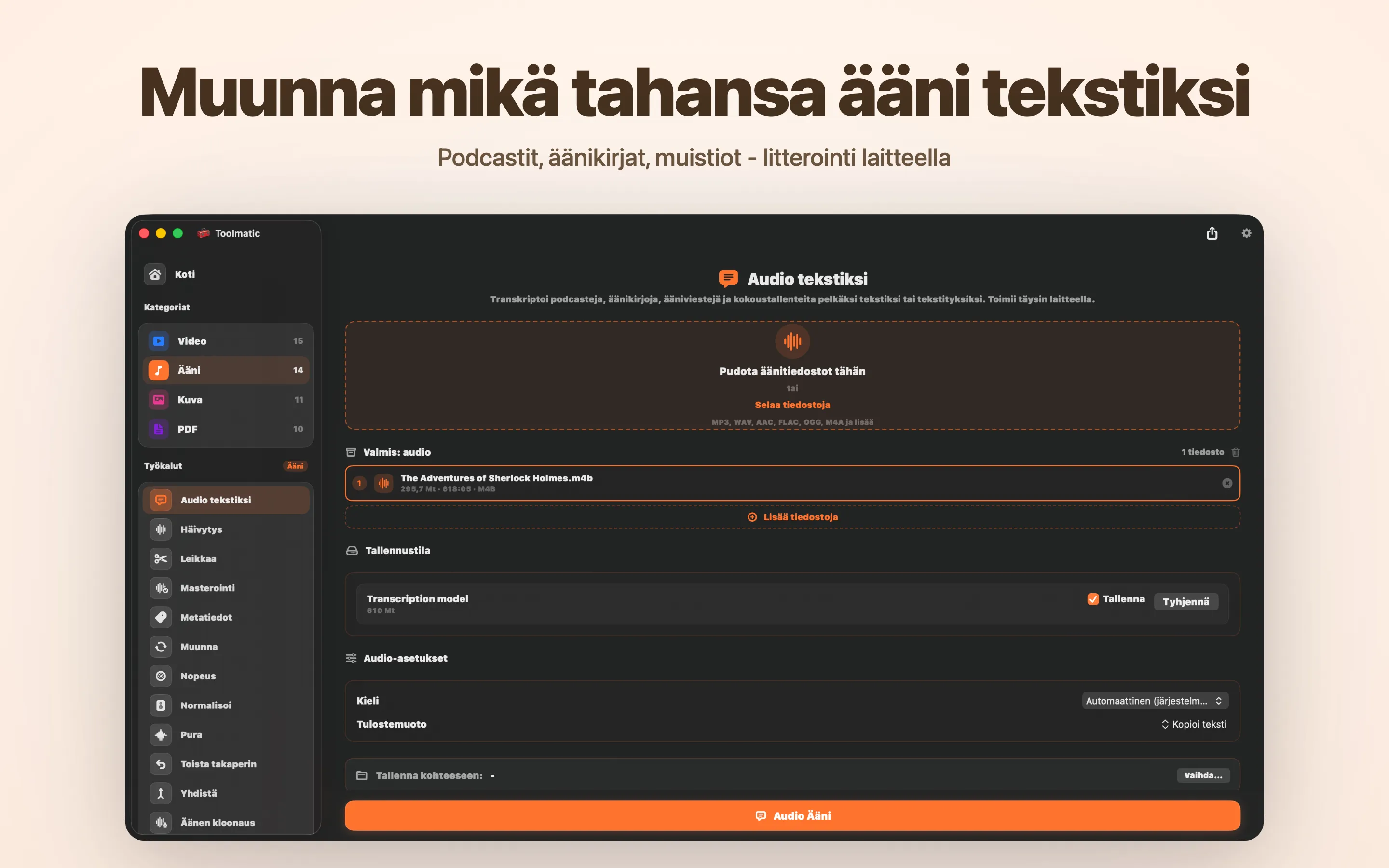 Audio tekstiksi