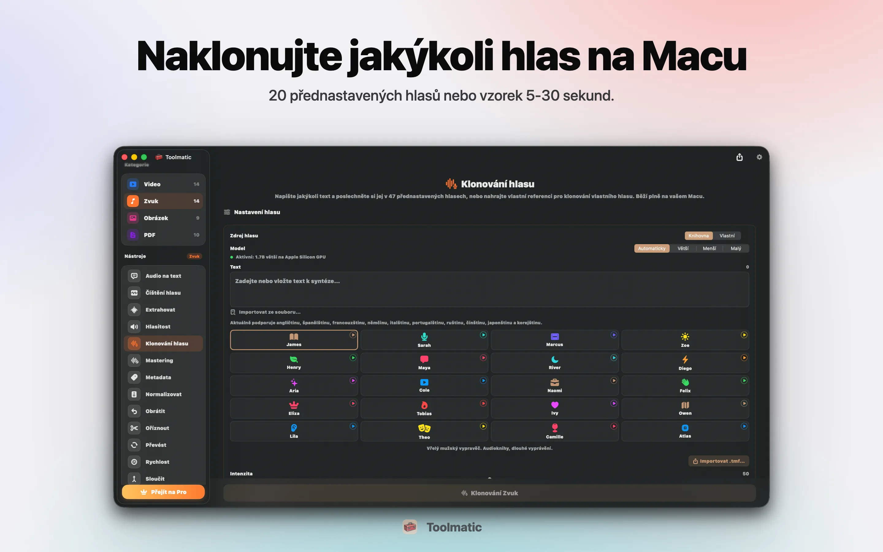 Voice Clone, vlastní hlas z krátké ukázky