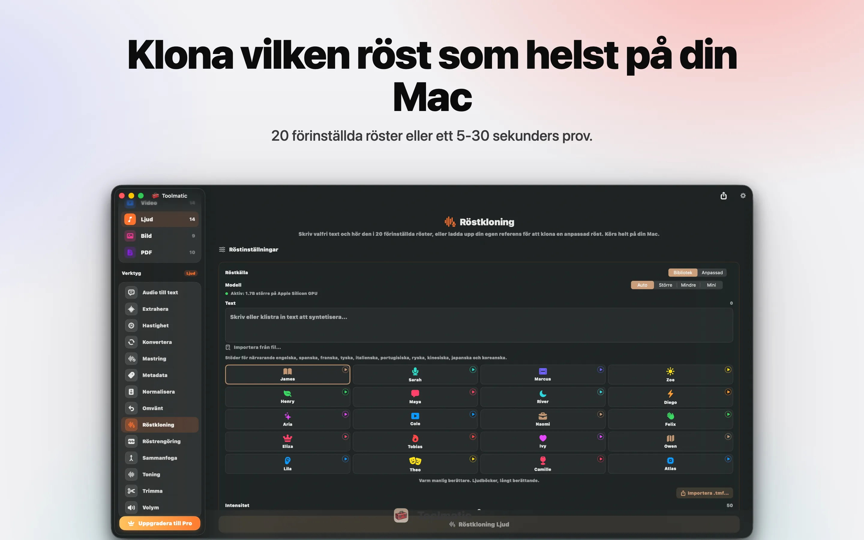 Voice Clone, egen röst från ett kort prov