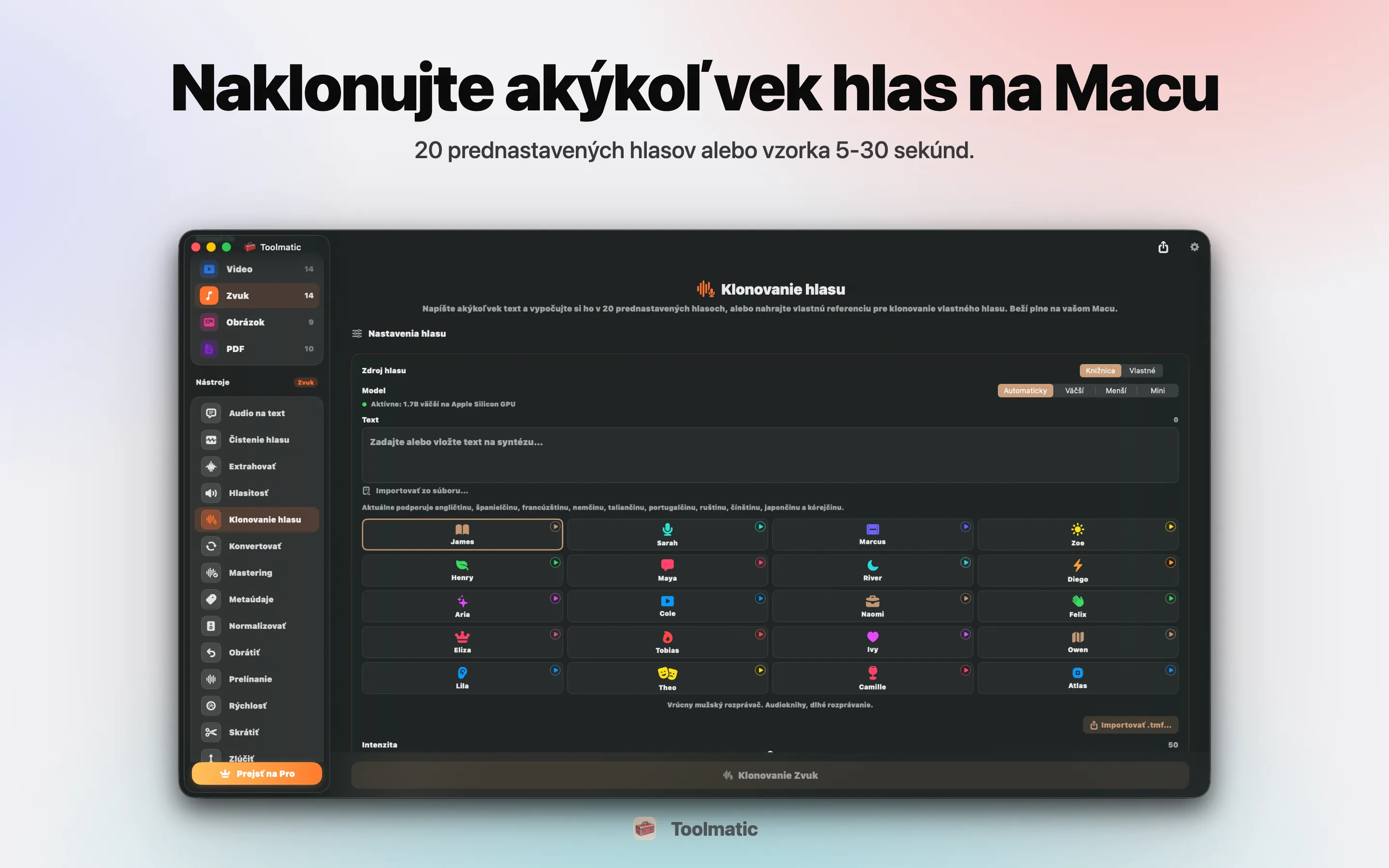 Voice Clone, vlastný hlas z krátkej ukážky