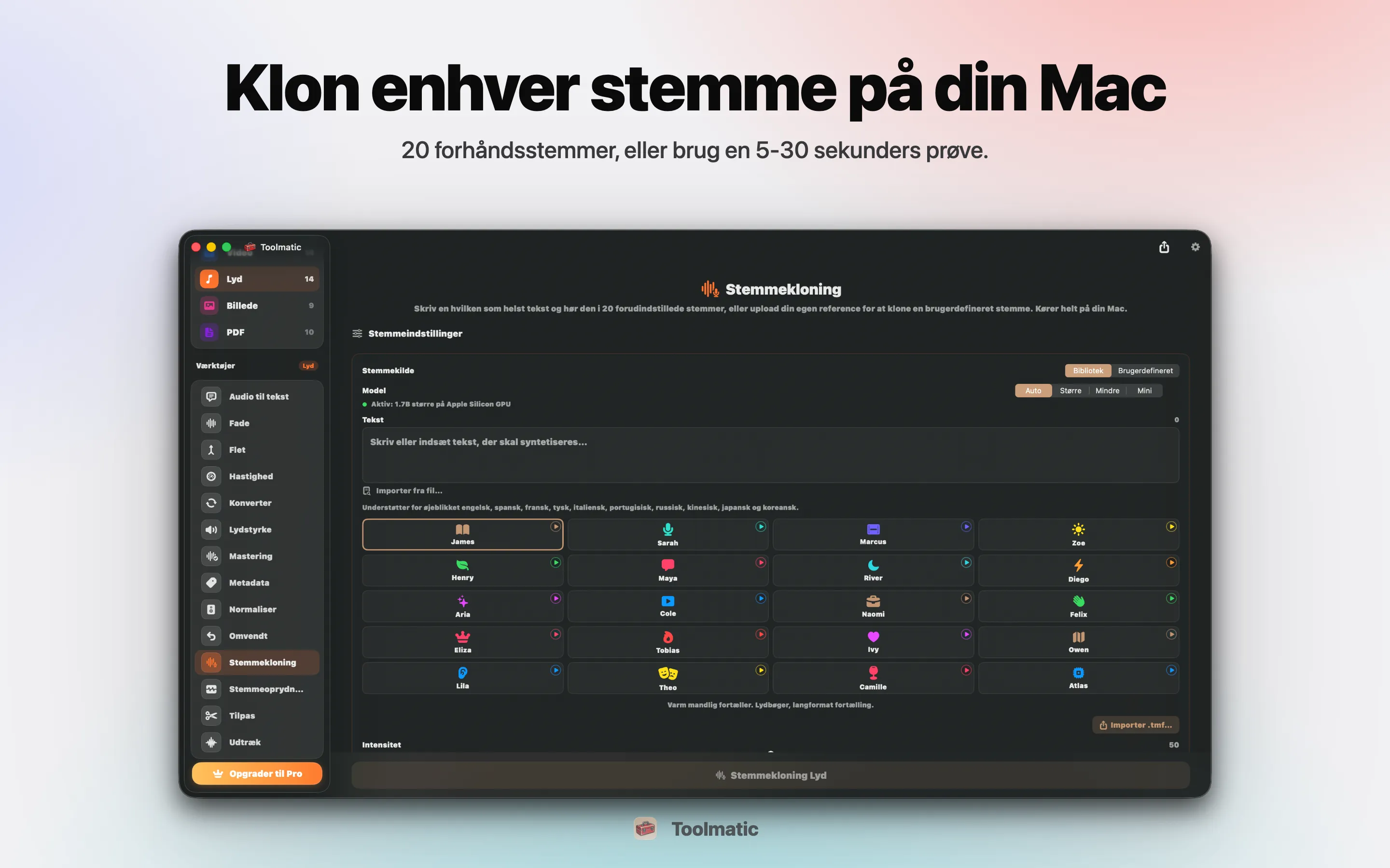 Voice Clone, brugerdefineret stemme fra et kort sample