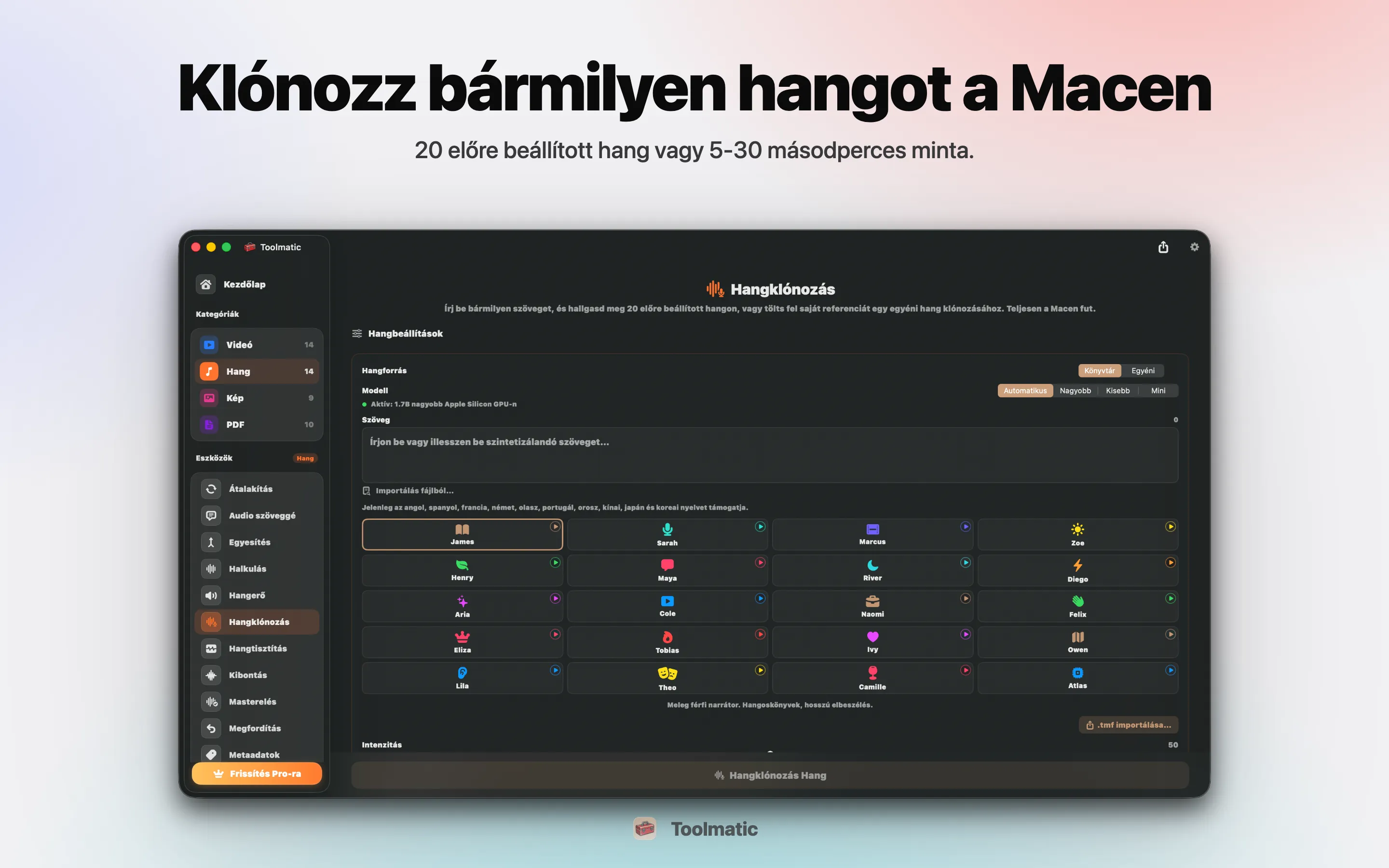Voice Clone, egyedi hang rövid mintából