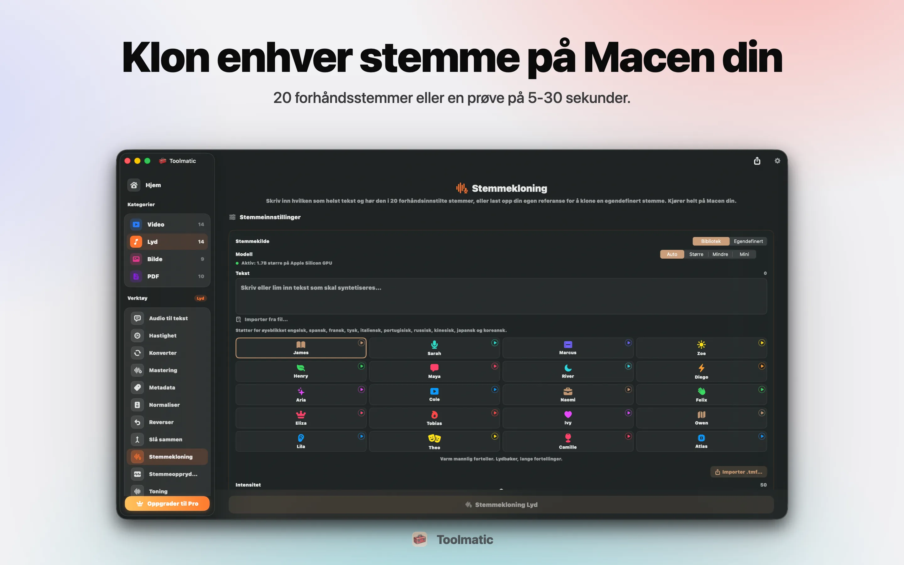 Voice Clone, egendefinert stemme fra et kort lydklipp