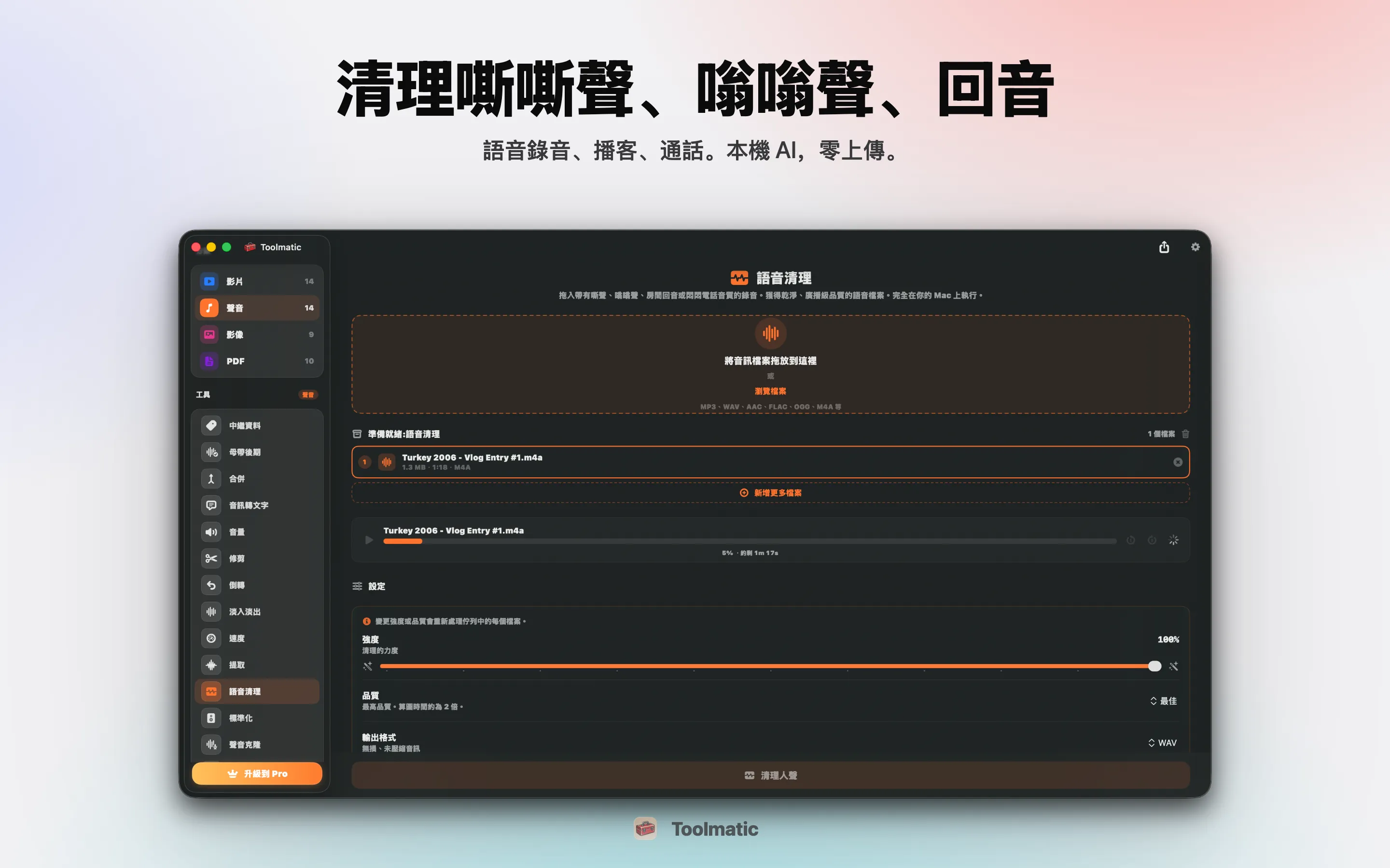 Voice Cleanup,嘶聲、哼聲、回音與削波一次清除