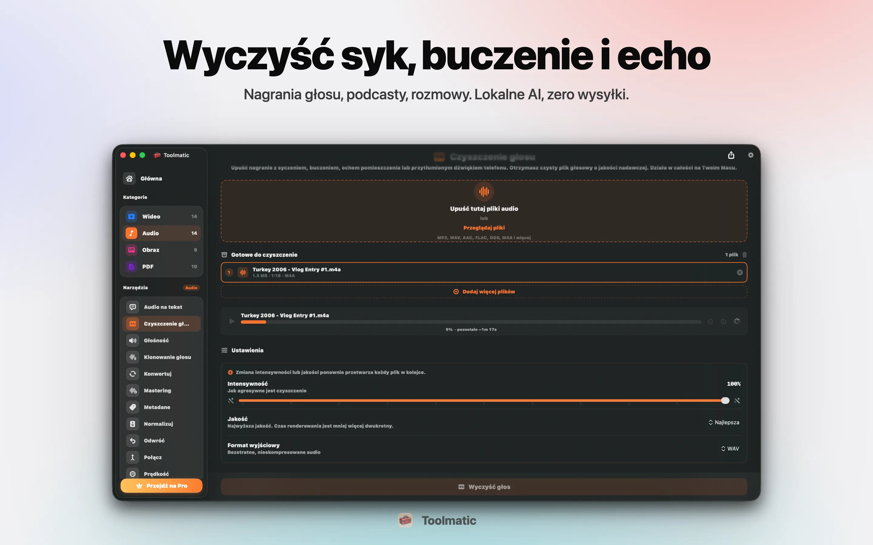 Voice Cleanup, szum, brum, echo i clipping zniknęły