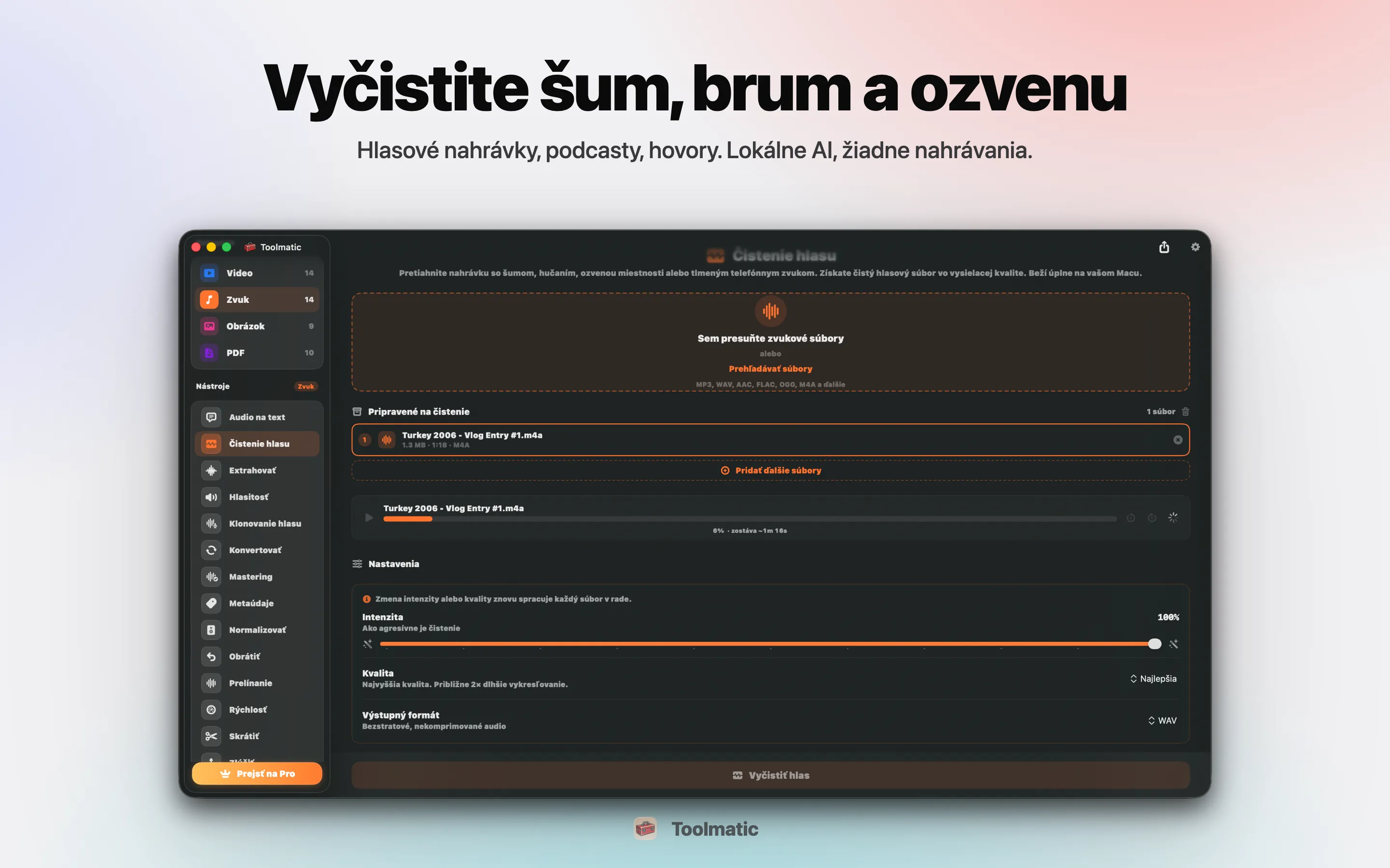 Voice Cleanup, šum, hum, ozvena a clipping preč