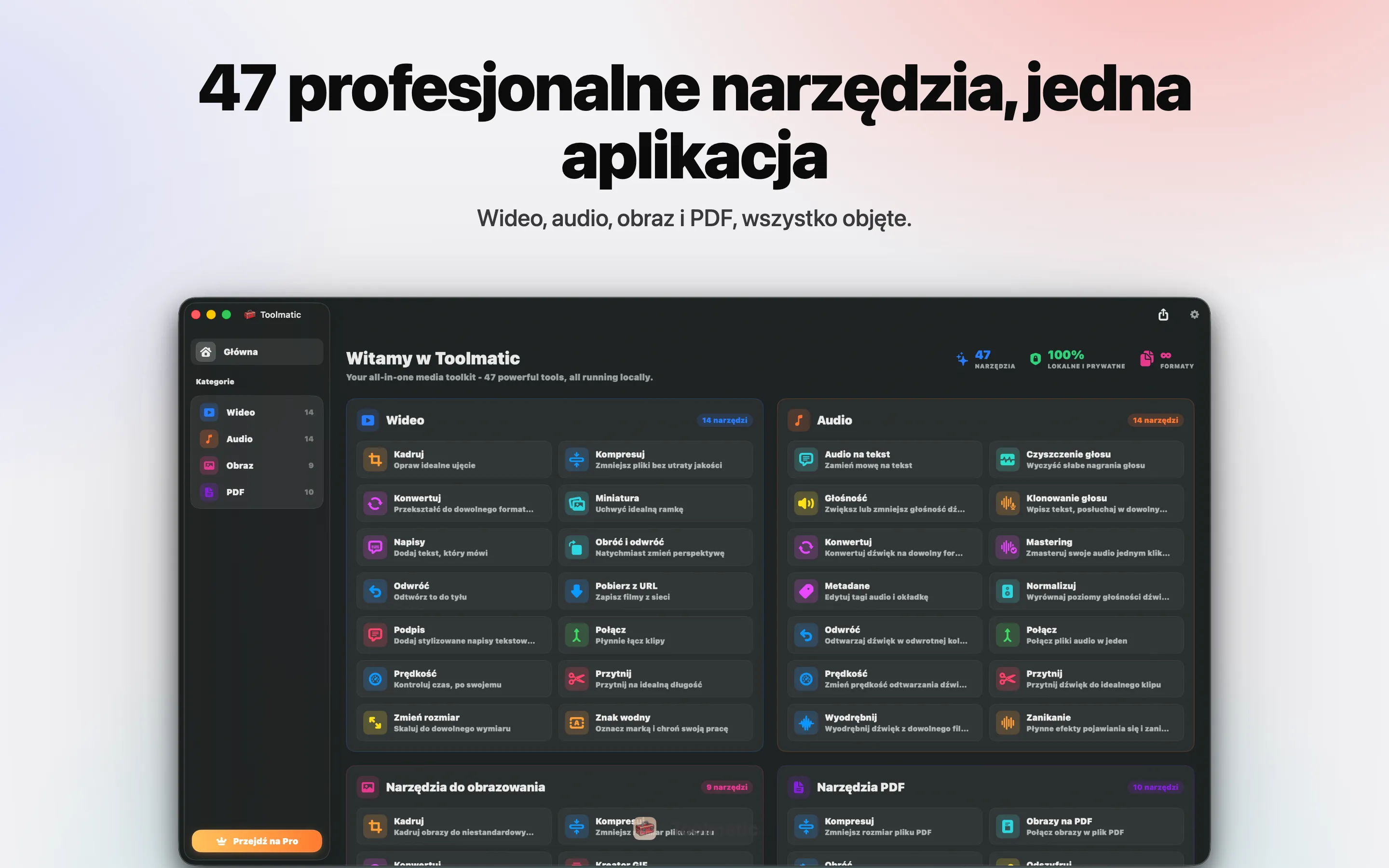 [ PRODUKT, główne okno Toolmatic na macOS Sonoma, 2560x1440 ]